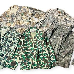 Vintage Camo Button Down Shirts 5 Bundle Hunting Outdoorsman‎ Menswear Med-XL